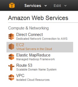 Select the EC2 Web Service