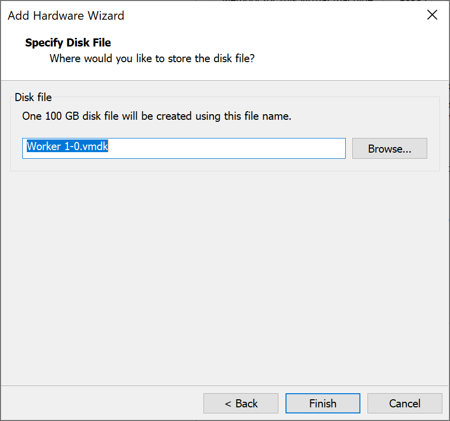 Specify disk file